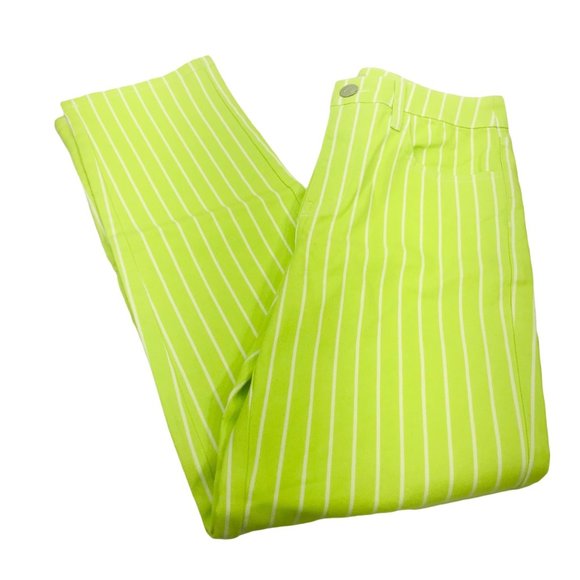 Victor Glemaud Pants - Victor Glemaud Women's Size 2 High Rise Straight Leg Jeans Green Pinstripe NWOT